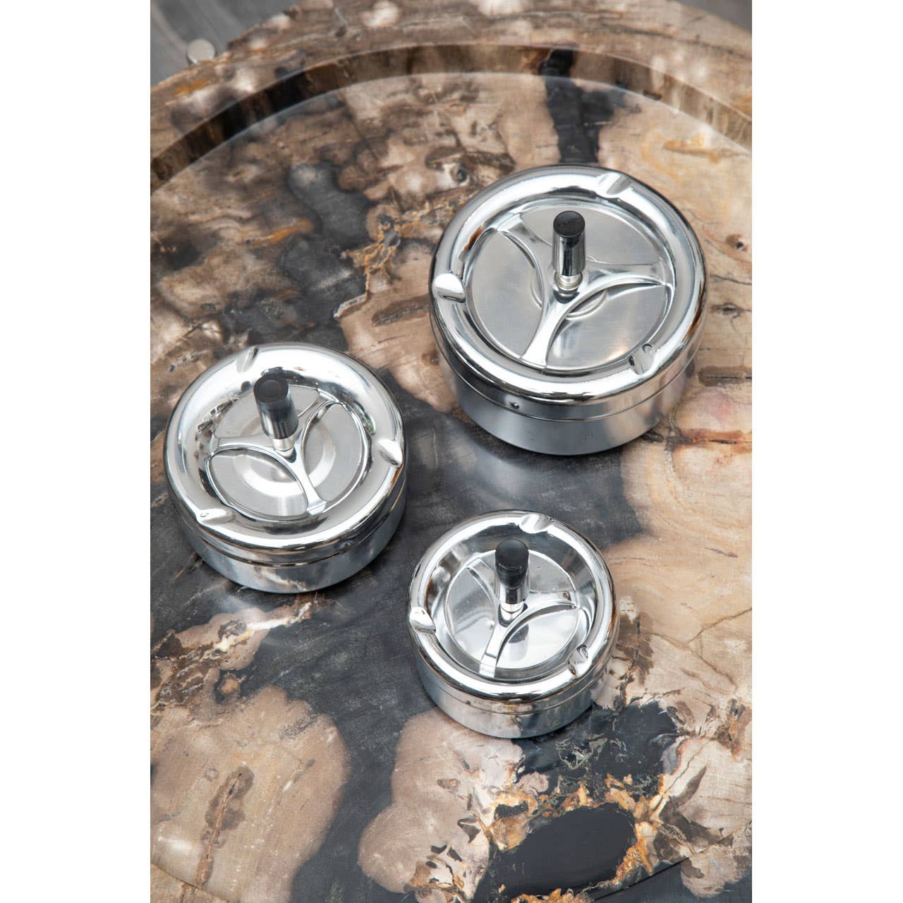 Chrome Effect Medium Spinning Ashtray