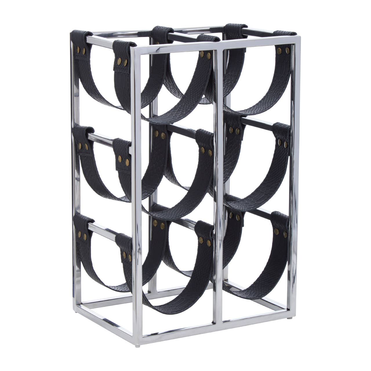 Mixology Six Bottle Silver Finish Wine Rack