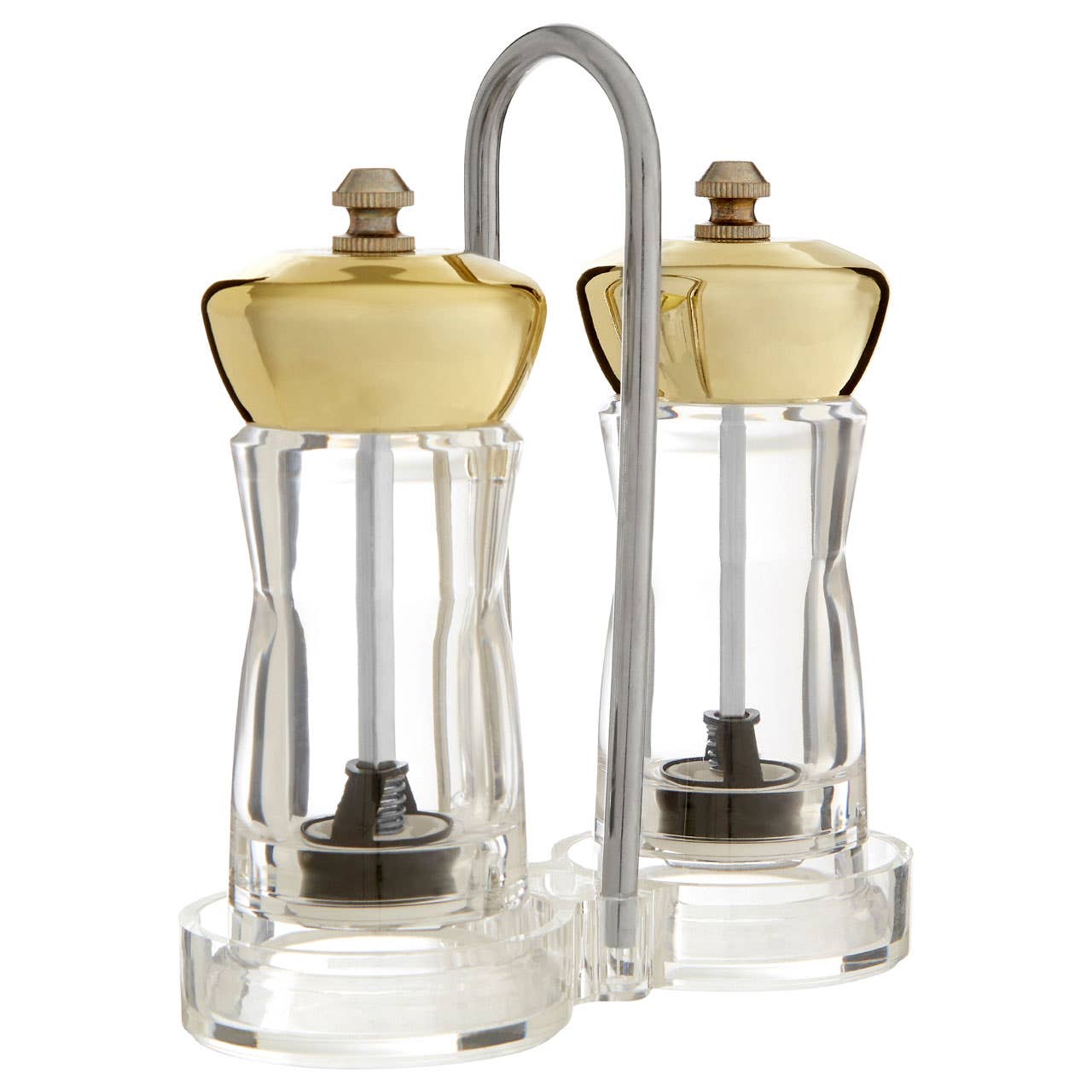 Salt and Pepper Gold Mill Set with Stand