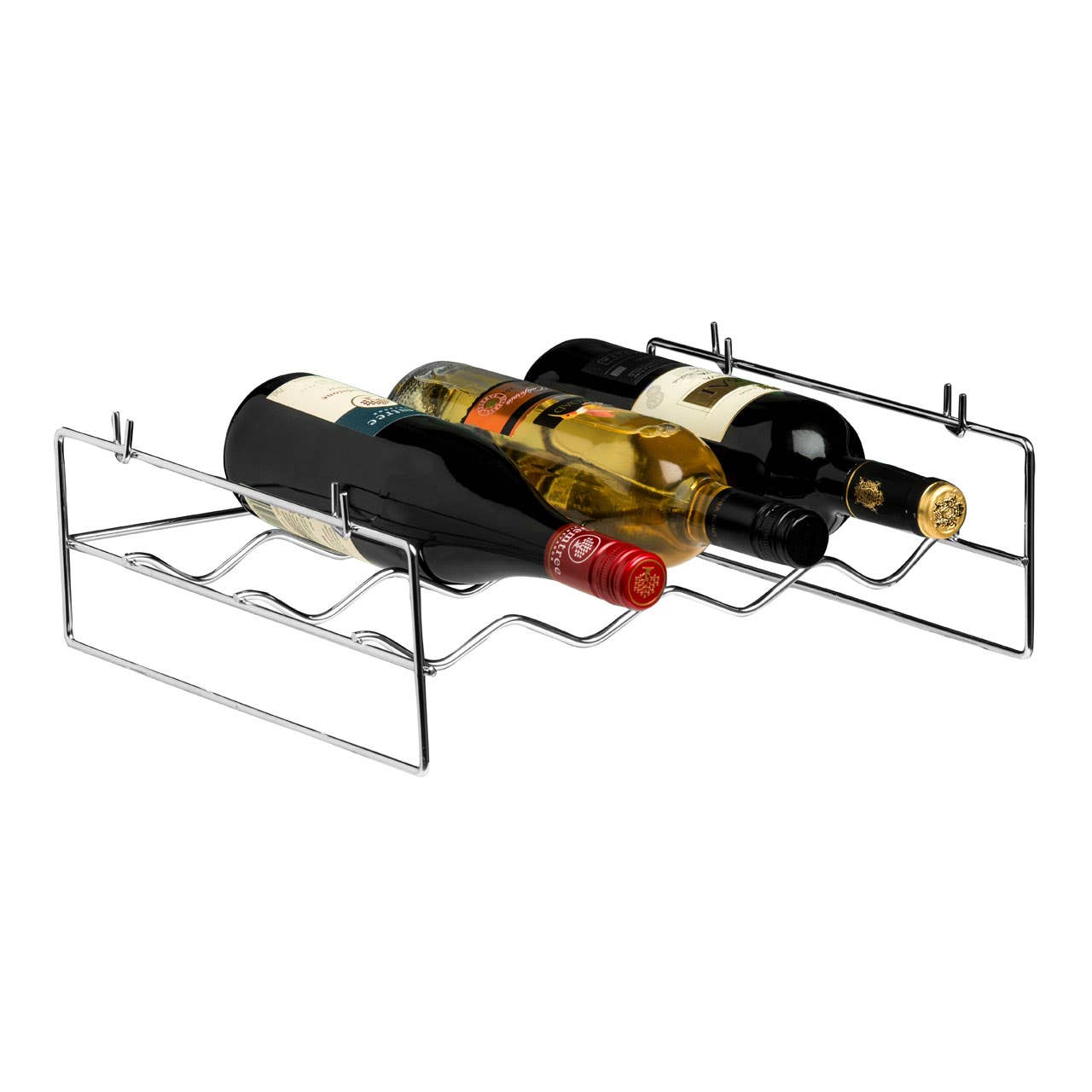 4 Bottles Chrome Wine Rack With Side Handles