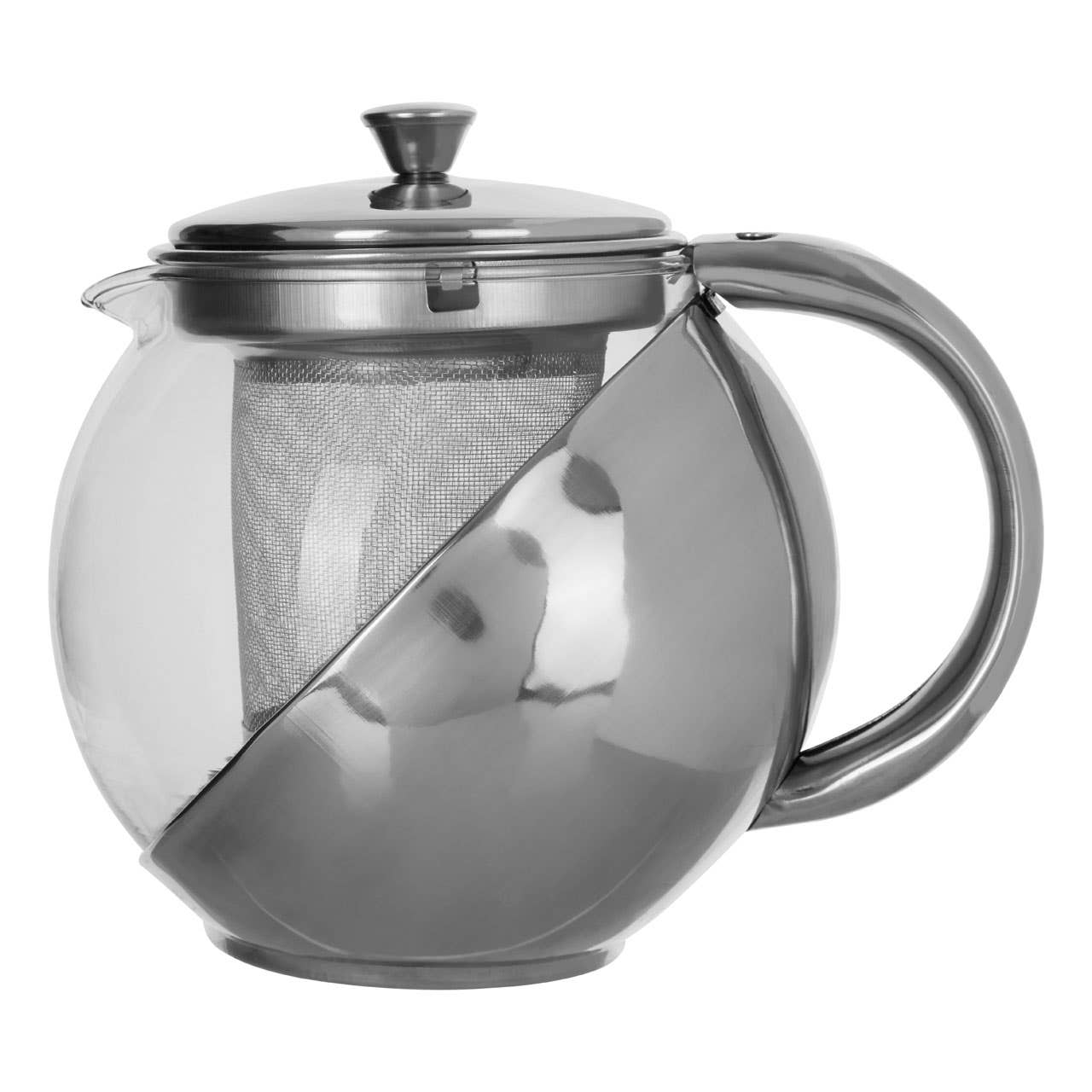 650ml Grey Stainless Steel And Glass Teapot