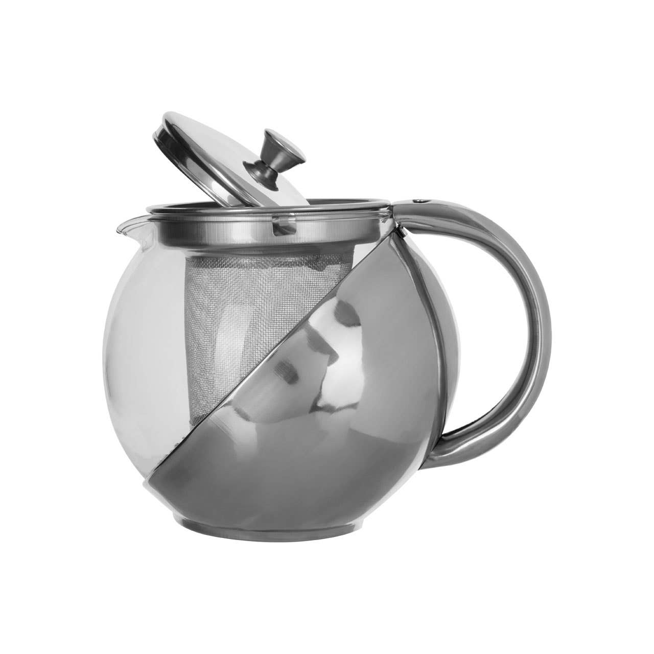 650ml Grey Stainless Steel And Glass Teapot