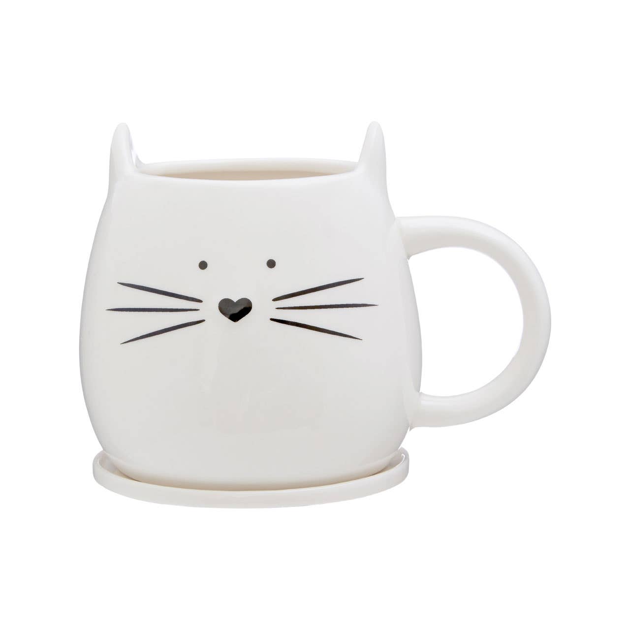 Ivory Cat Mug And Coaster