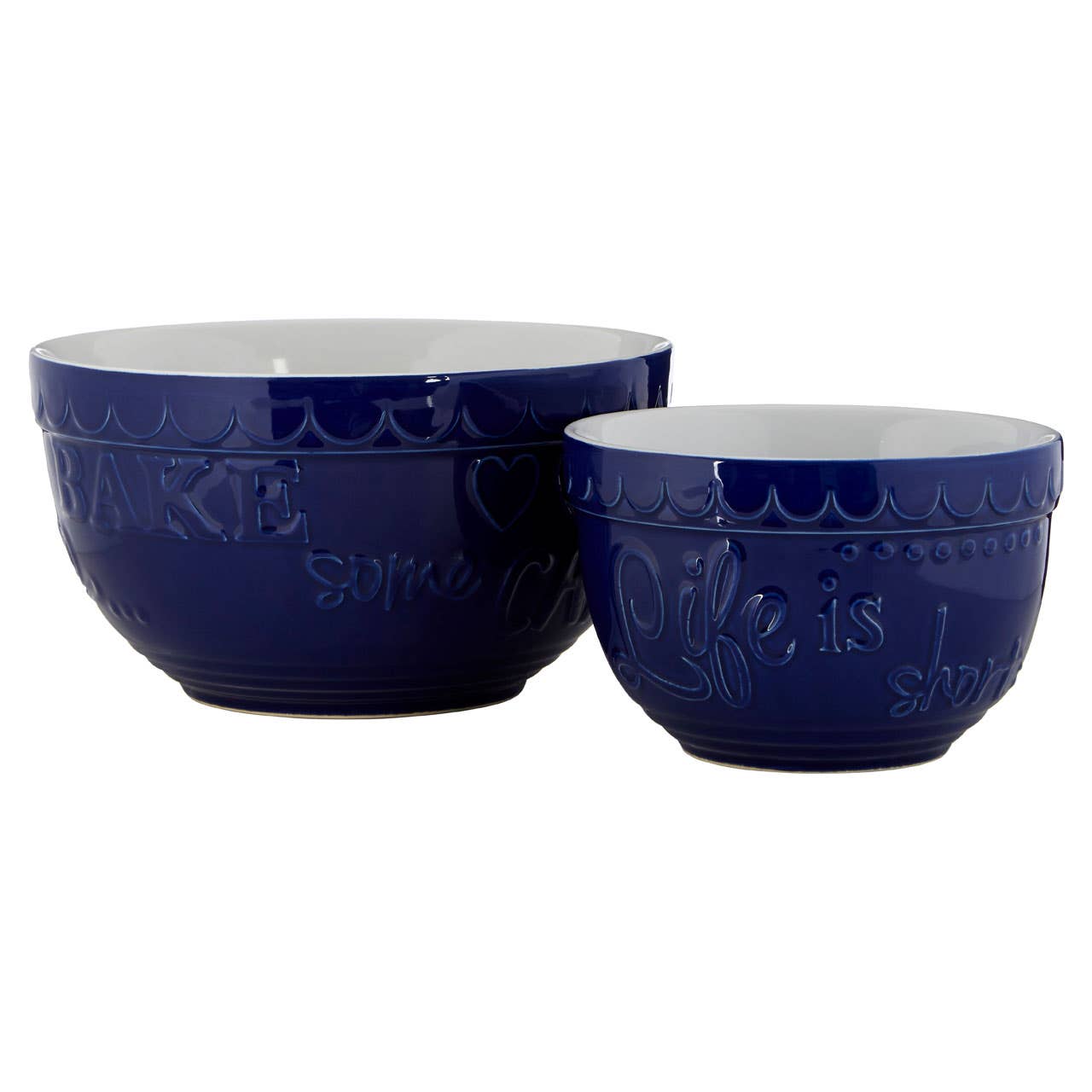 Set Of Two Gigi Blue And White Mixing Bowls