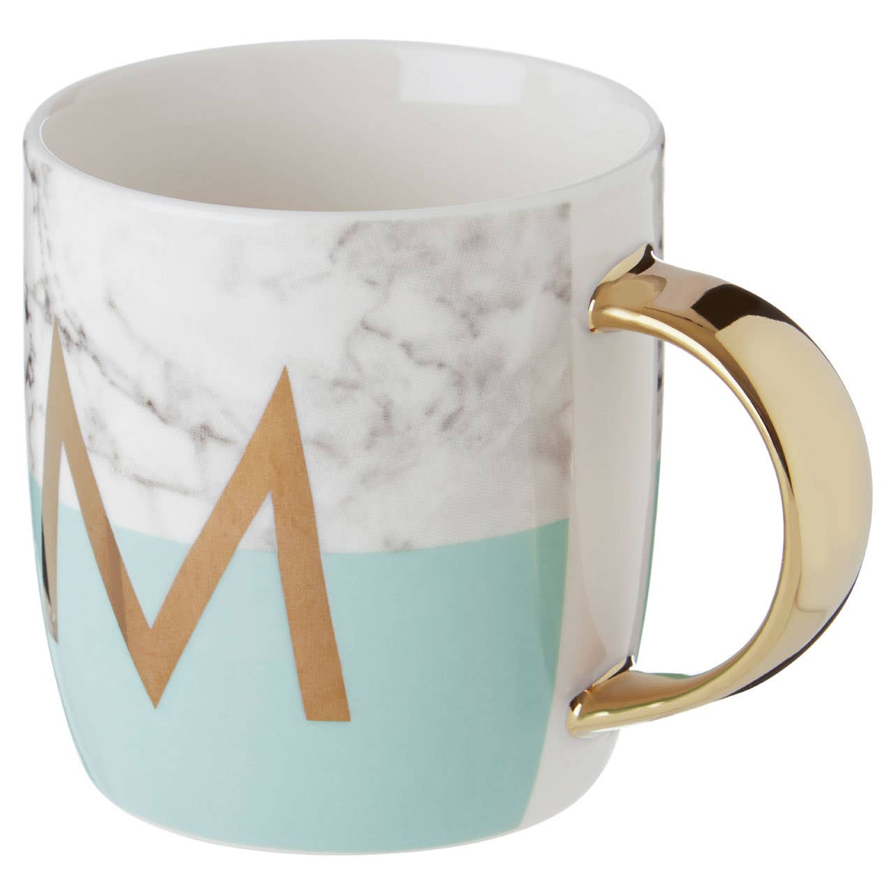 Mimo Pastel Green M Letter Monogram Mug