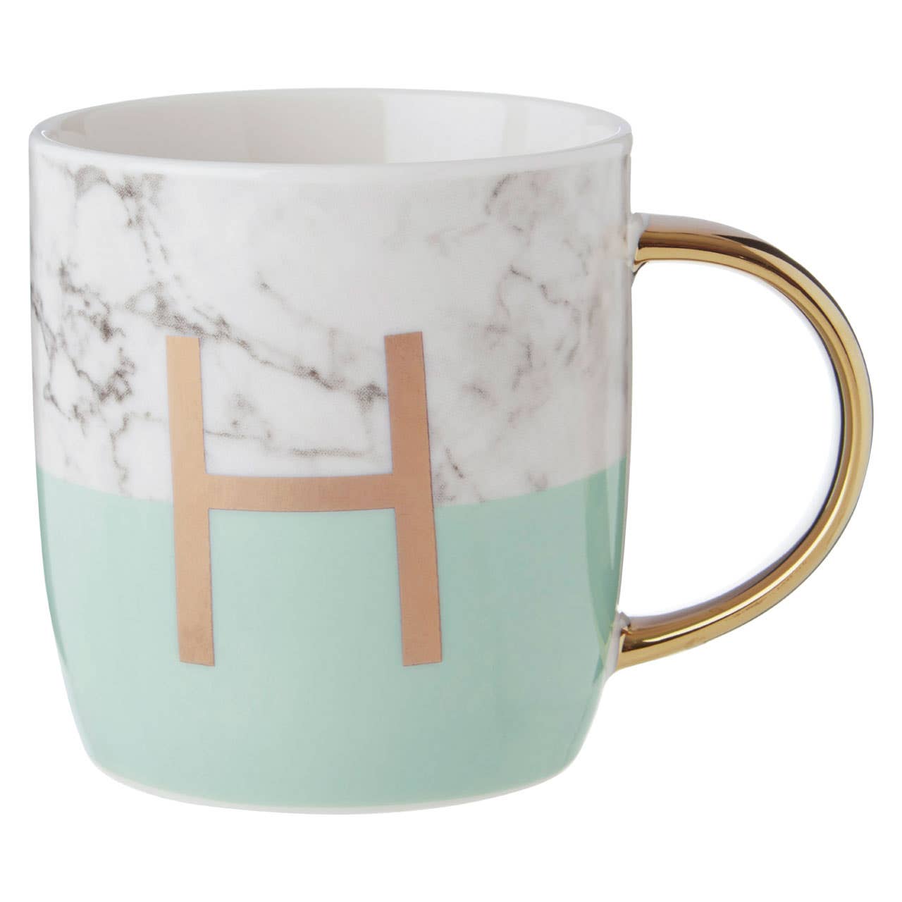 Mimo Pastel Green H Letter Monogram Mug