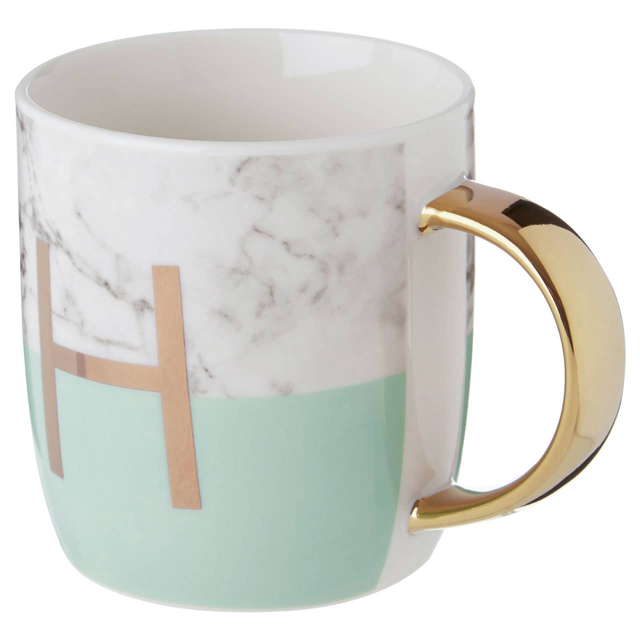 Mimo Pastel Green H Letter Monogram Mug