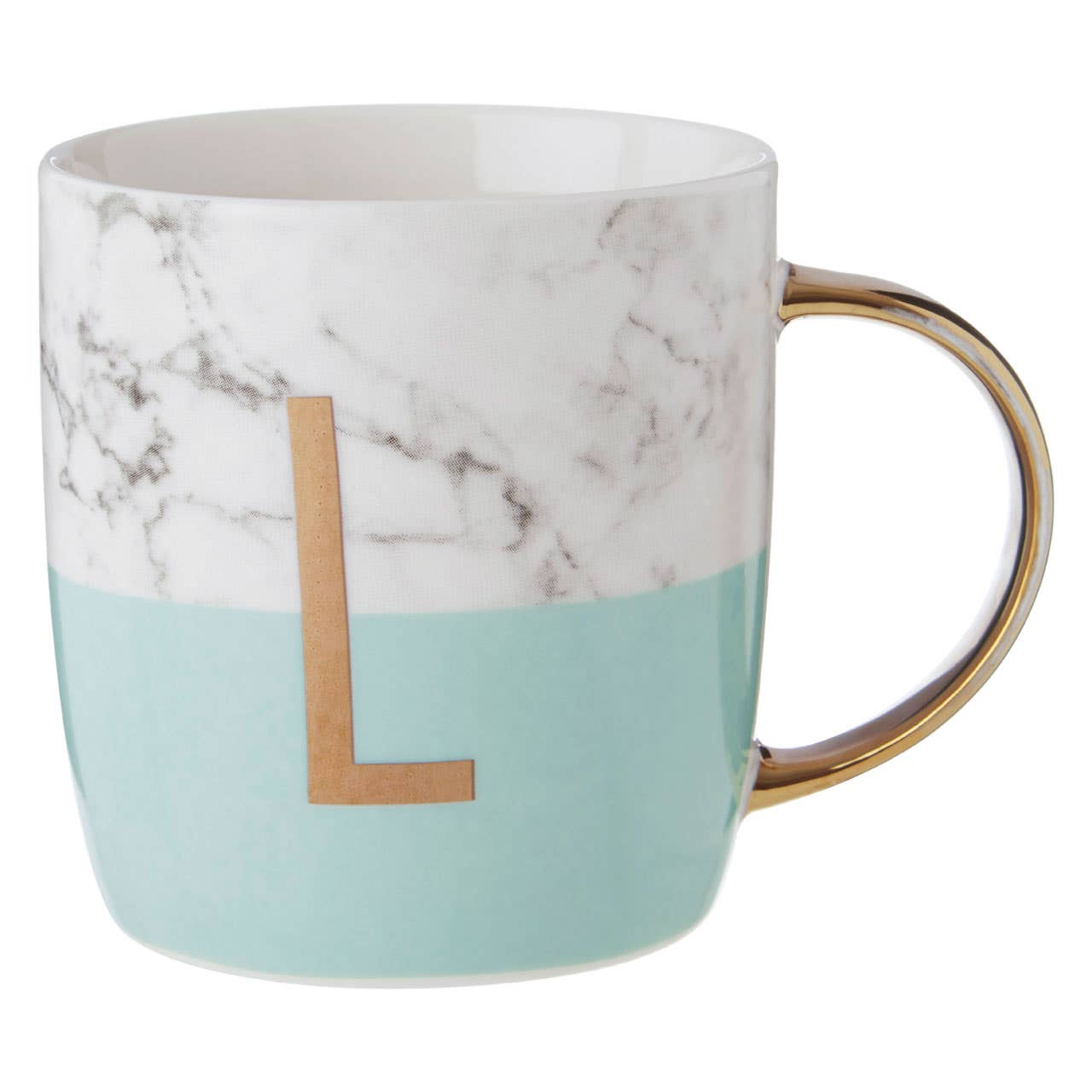 Mimo Pastel Green L Letter Monogram Mug