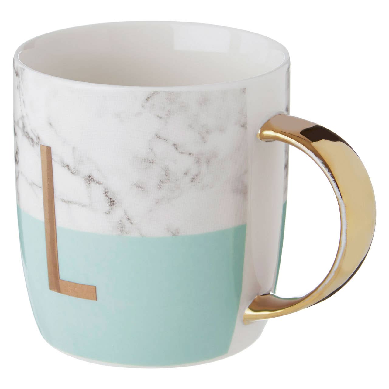 Mimo Pastel Green L Letter Monogram Mug