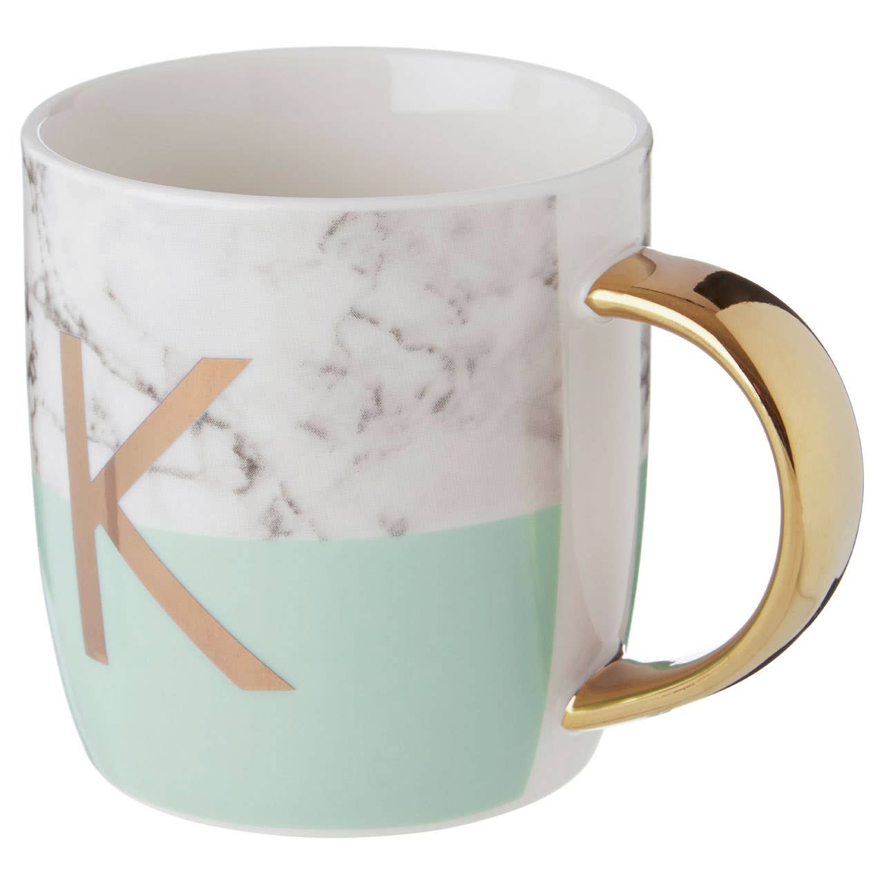 Mimo Pastel Green K Letter Monogram Mug