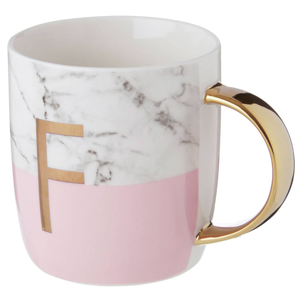 Mimo Pastel Pink F Letter Monogram Mug