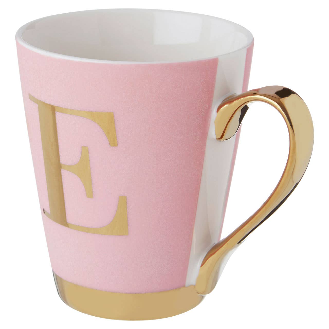 Mimo Pink Frosted Deco E Letter Monogram Mug