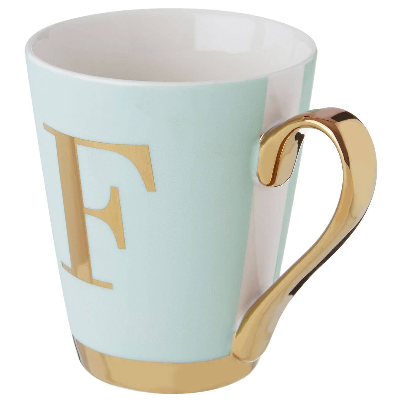 Mimo Green Frosted Deco F Letter Monogram Mug