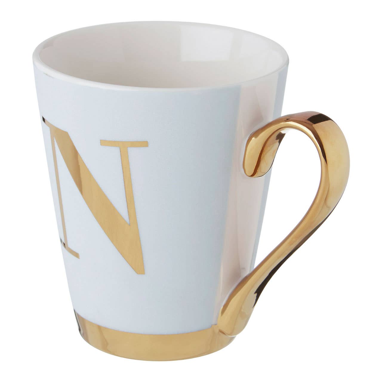 Mimo White Frosted Deco N Letter Monogram Mug