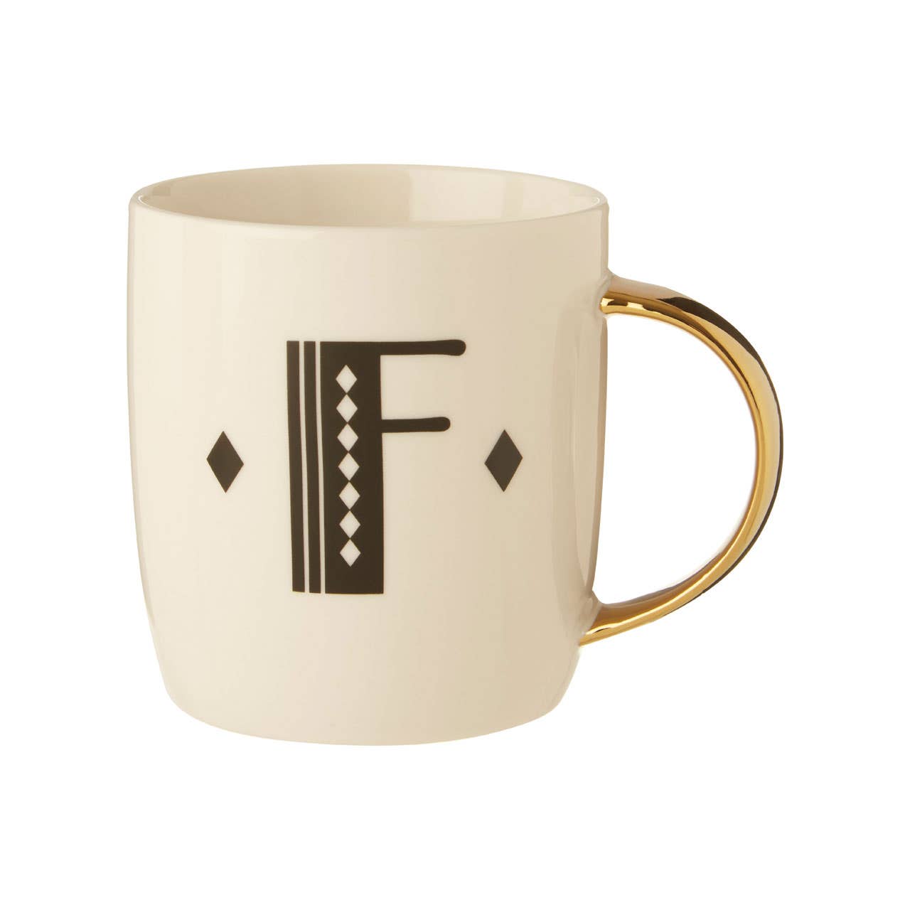 Mimo Diamond Deco F Letter Monogram Mug