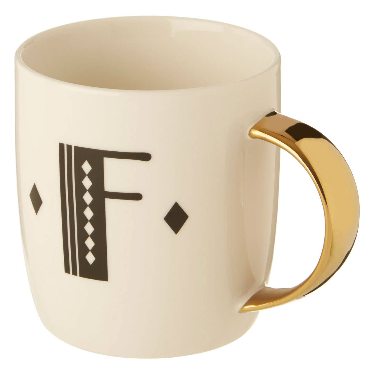 Mimo Diamond Deco F Letter Monogram Mug