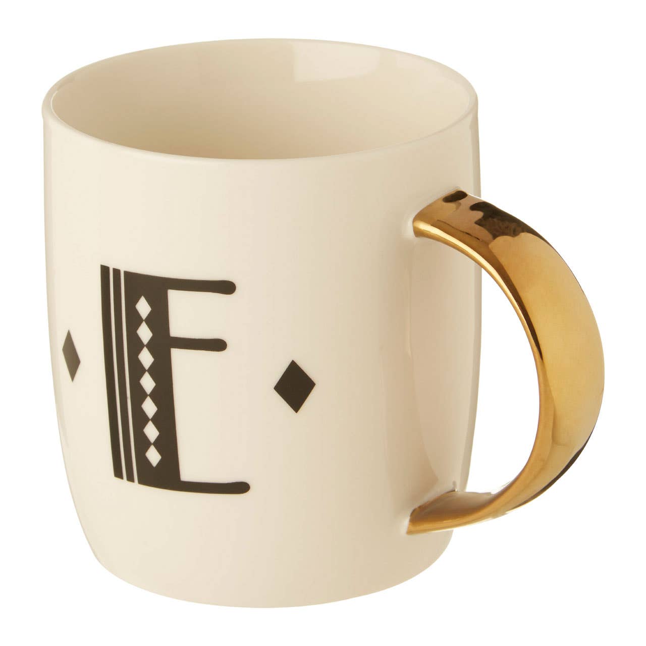 Mimo Diamond Deco E Letter Monogram Mug