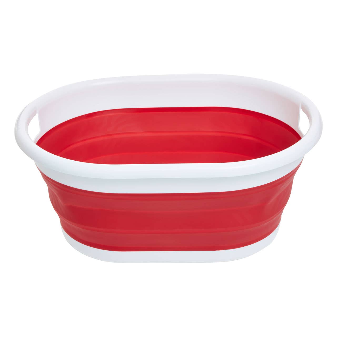 Collapsible Red White Laundry Basket