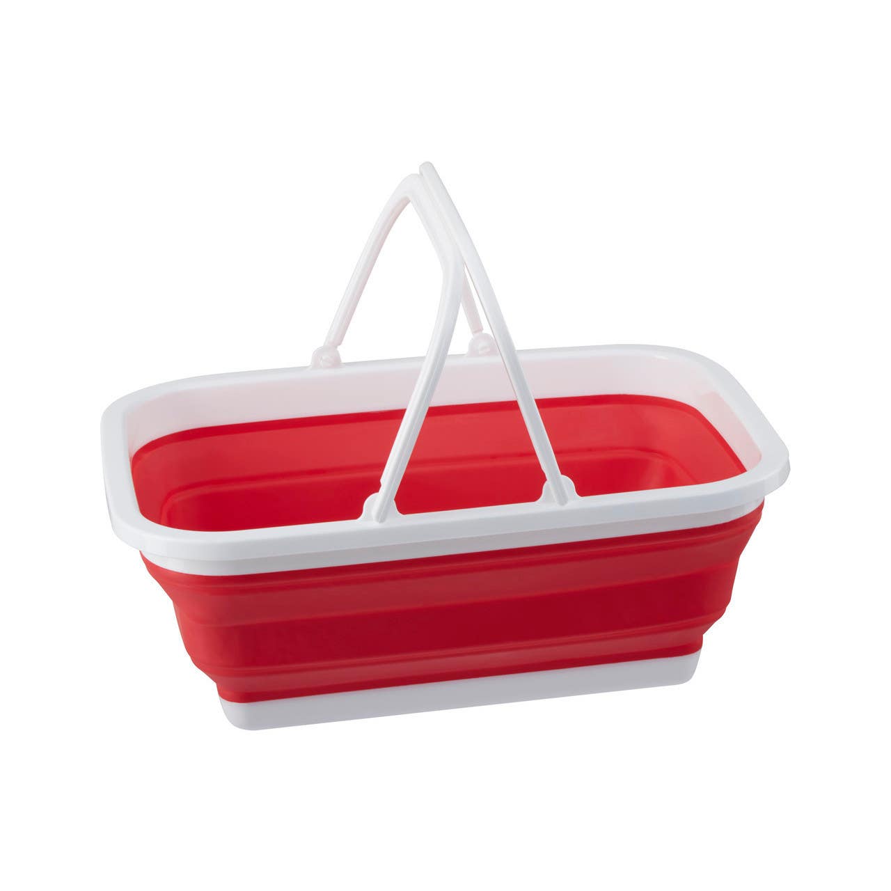 Collapsible Red White Basket With Handles