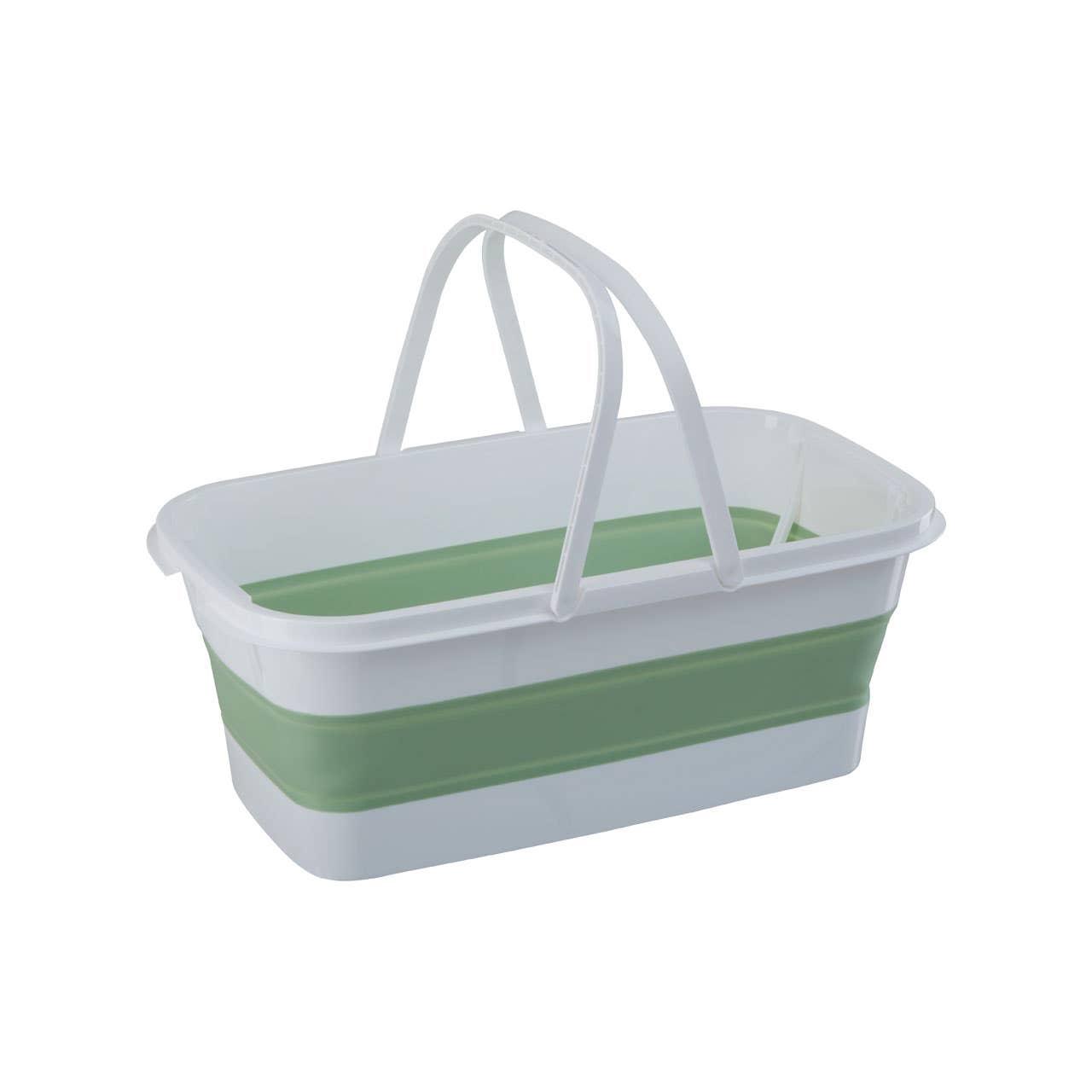 Collapsible Green White Rectangular Basket