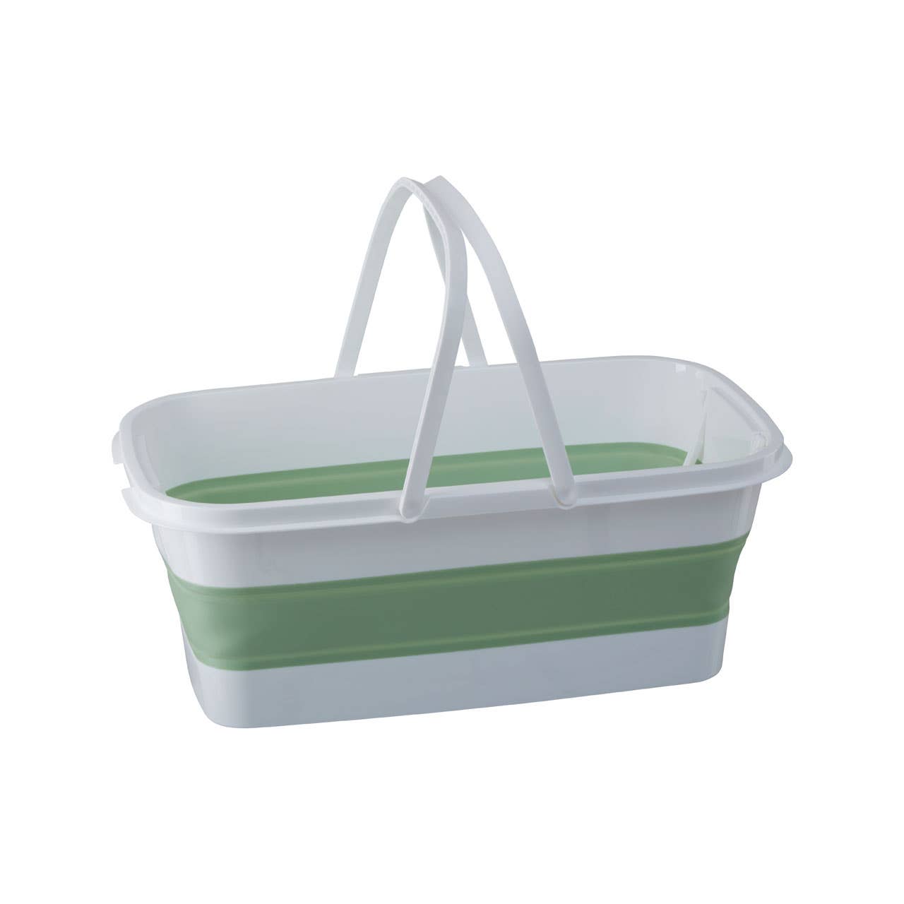 Collapsible Green White Rectangular Basket