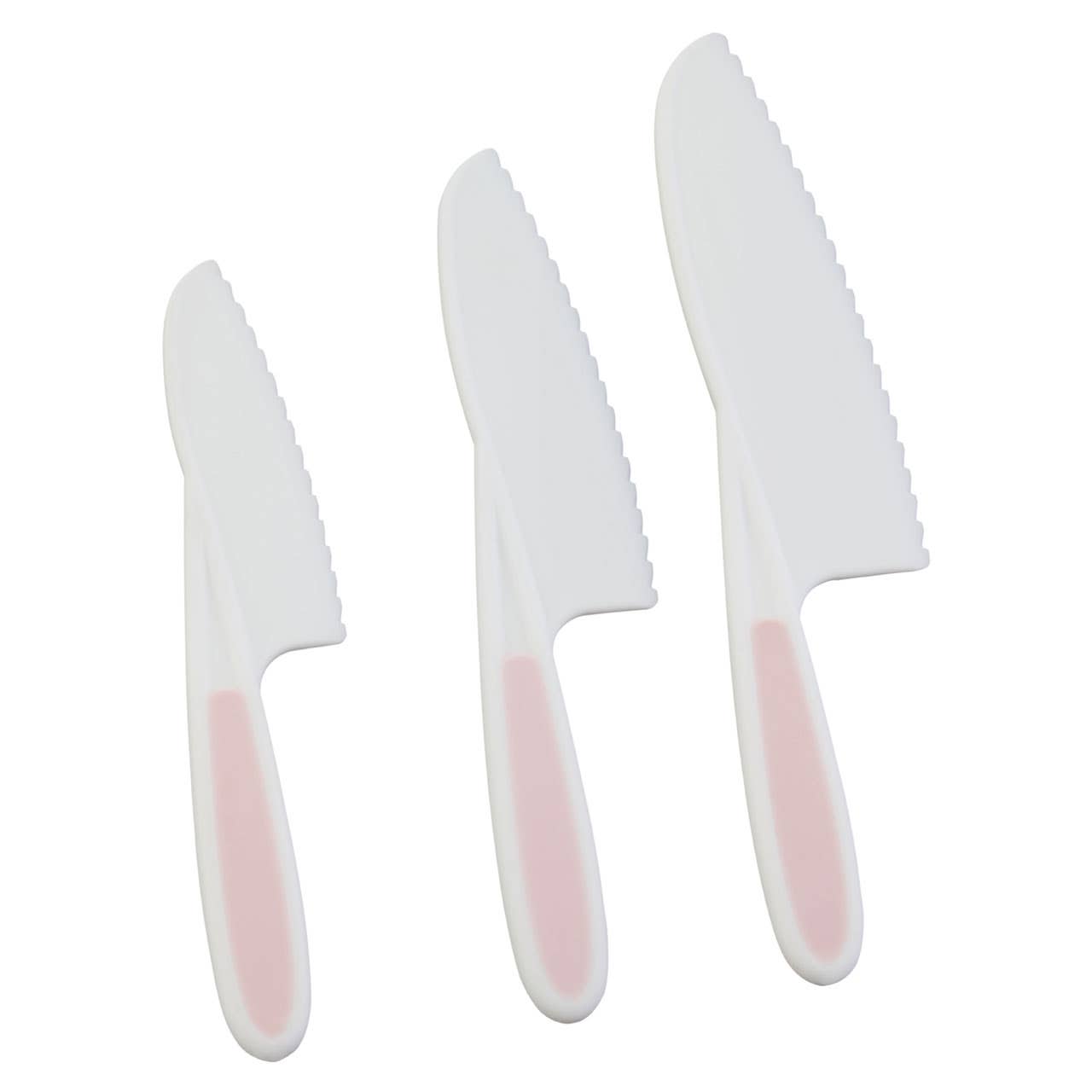 Set Of Three Zing Pastel Pink Knives