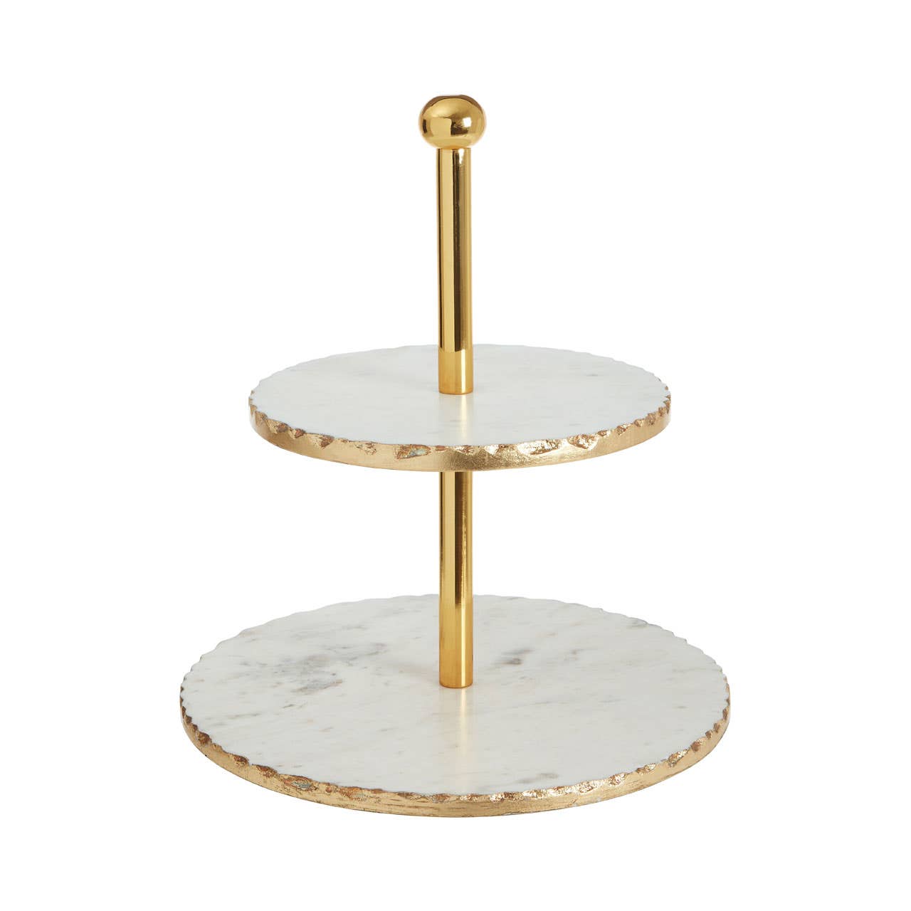 2 Tier White Marble / Gold Finish Cake Stand