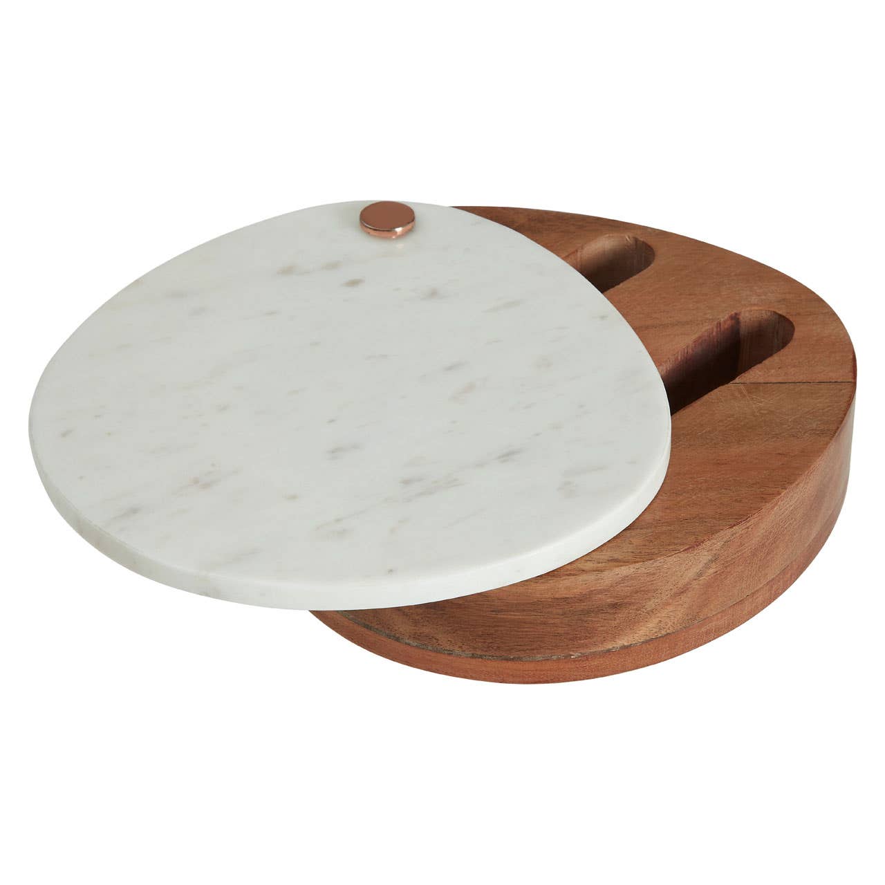 White Marble/Wood Cheese Knife And Board Set