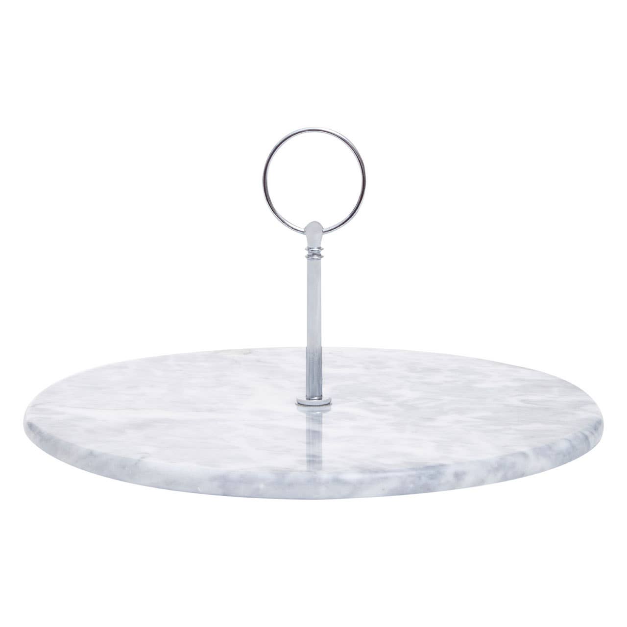 Grey Marble Cake Stand With Silver Handle