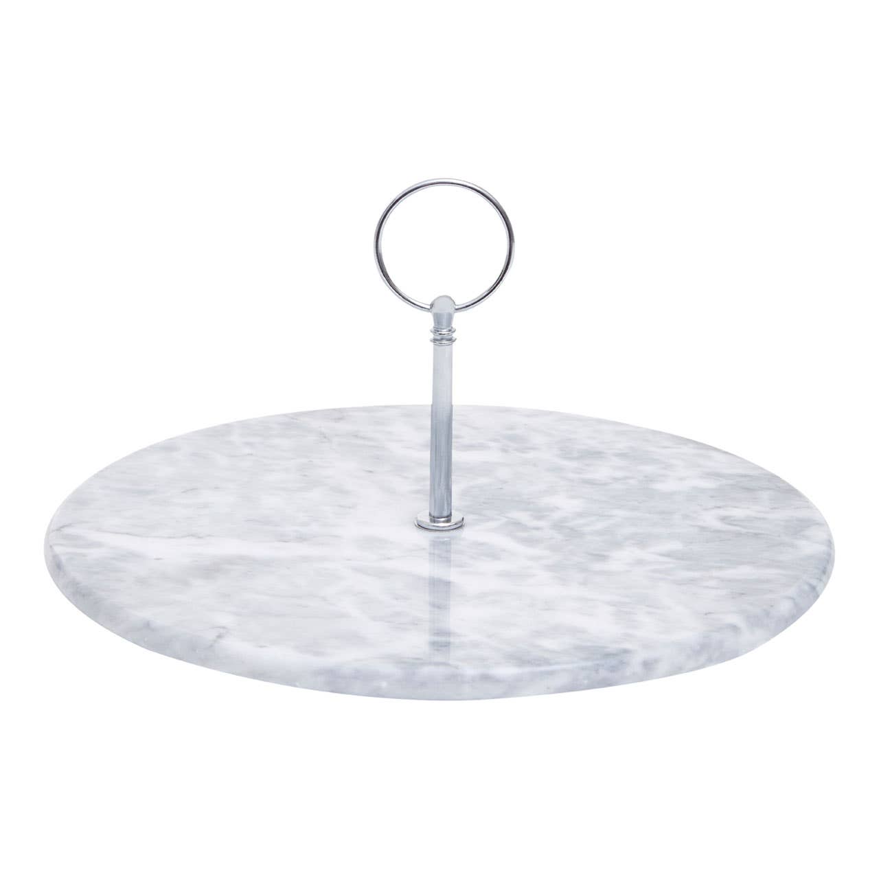 Grey Marble Cake Stand With Silver Handle