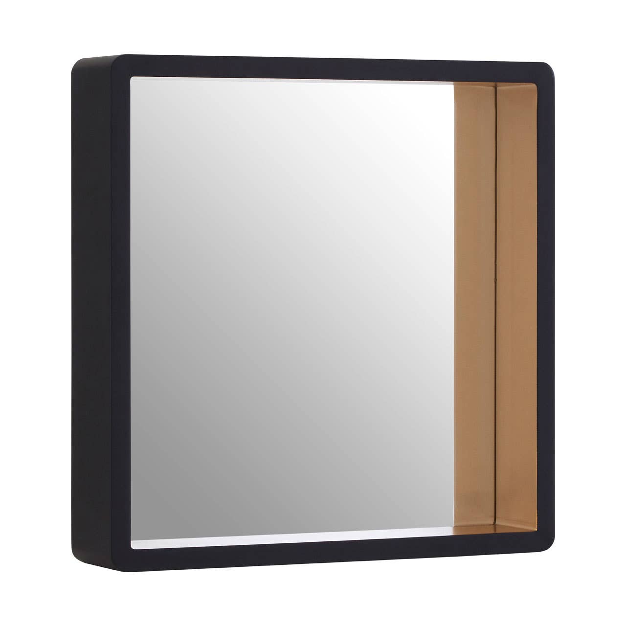 Small Black Wall Mirror with Gold Edge