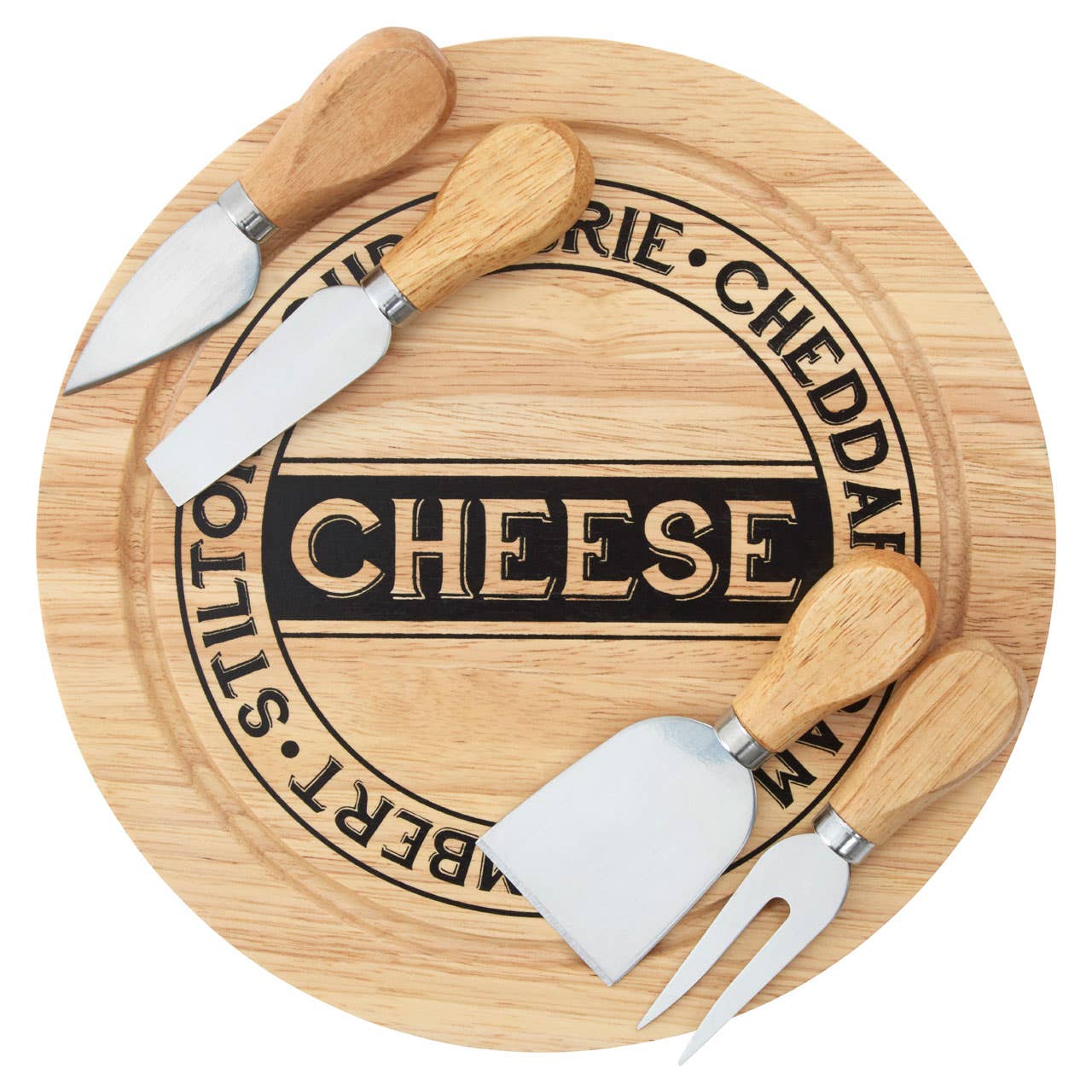 Cheese Storage Board With 4Pc Knife Set