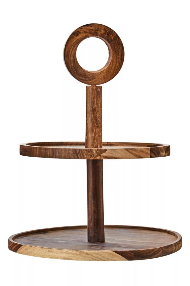 Kora Sheesham Wood Two Tier Cake Stand