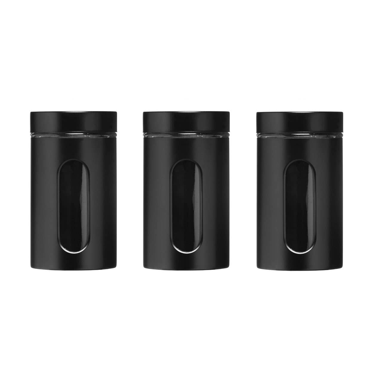 Black Enamel On Steel Storage Jars - Set Of 3