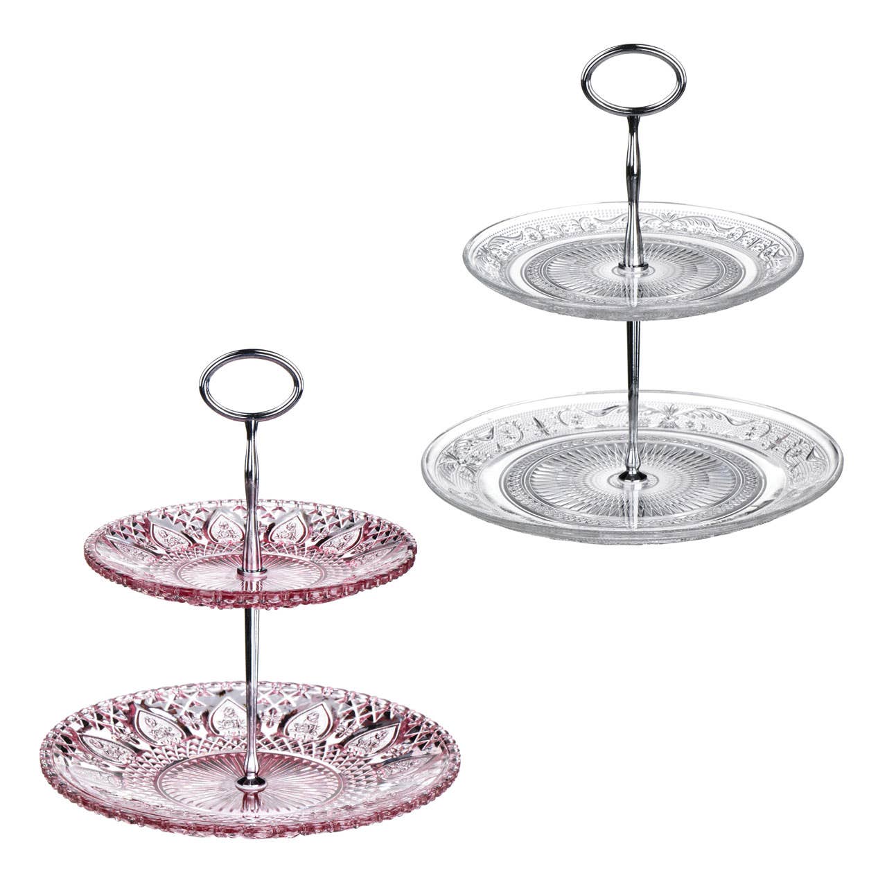 Clear Glass 2 Tier Cake Stand