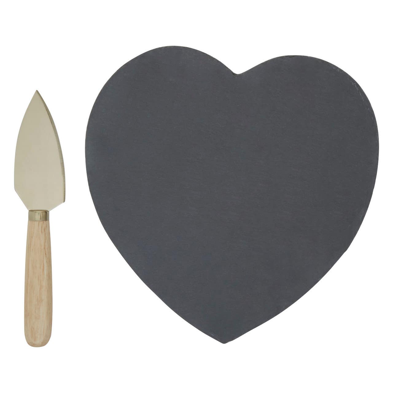 Heart Slate Cheese Board With Gold Knife