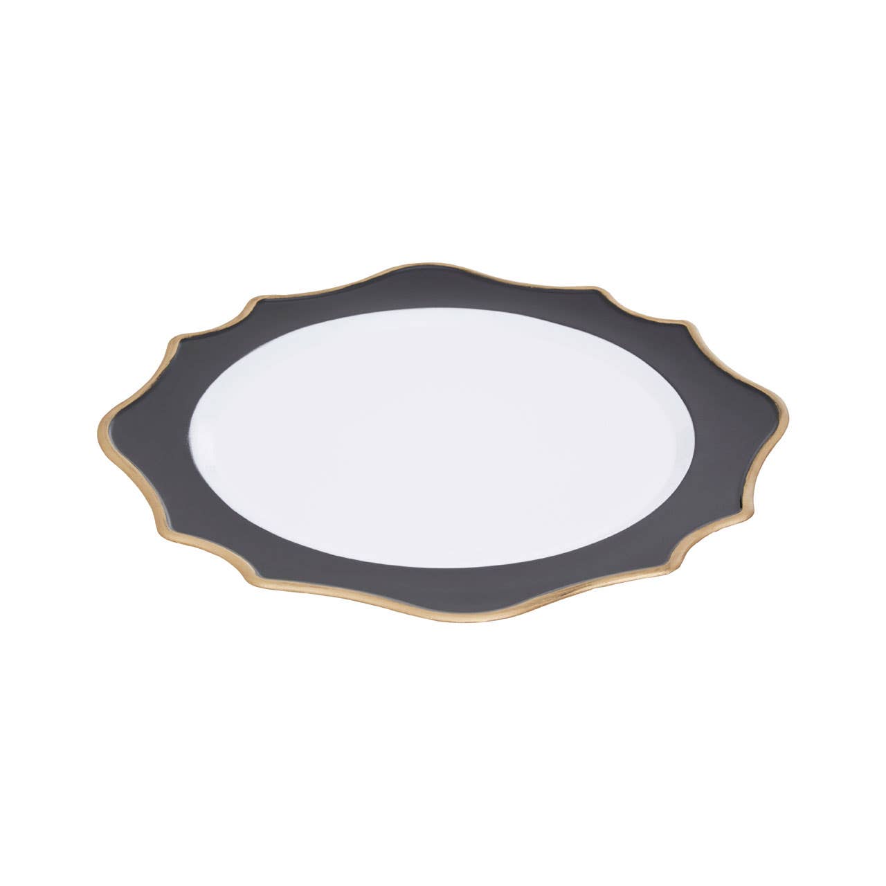 Dia 36 Pc White And Black Round Charger Plate