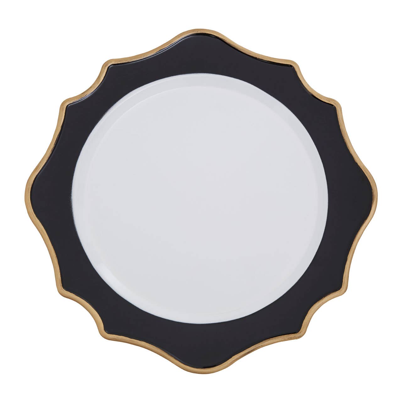 Dia 36 Pc White And Black Round Charger Plate