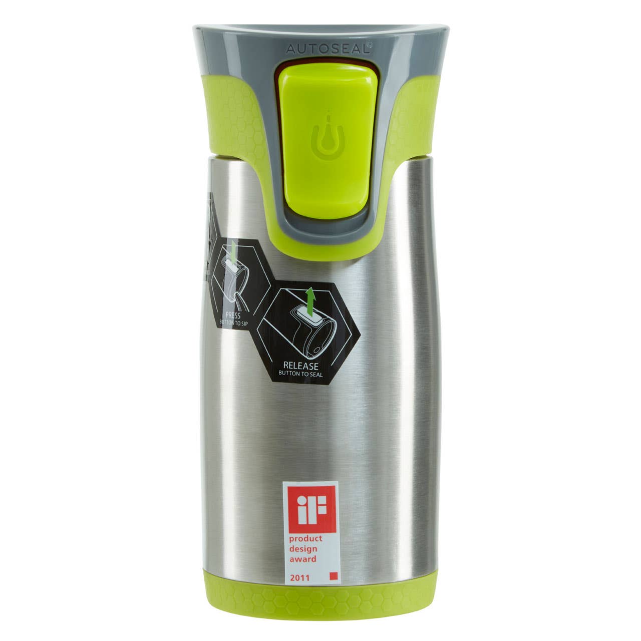 Contigo Aria Grey And Green Autoseal Mug - 300Ml