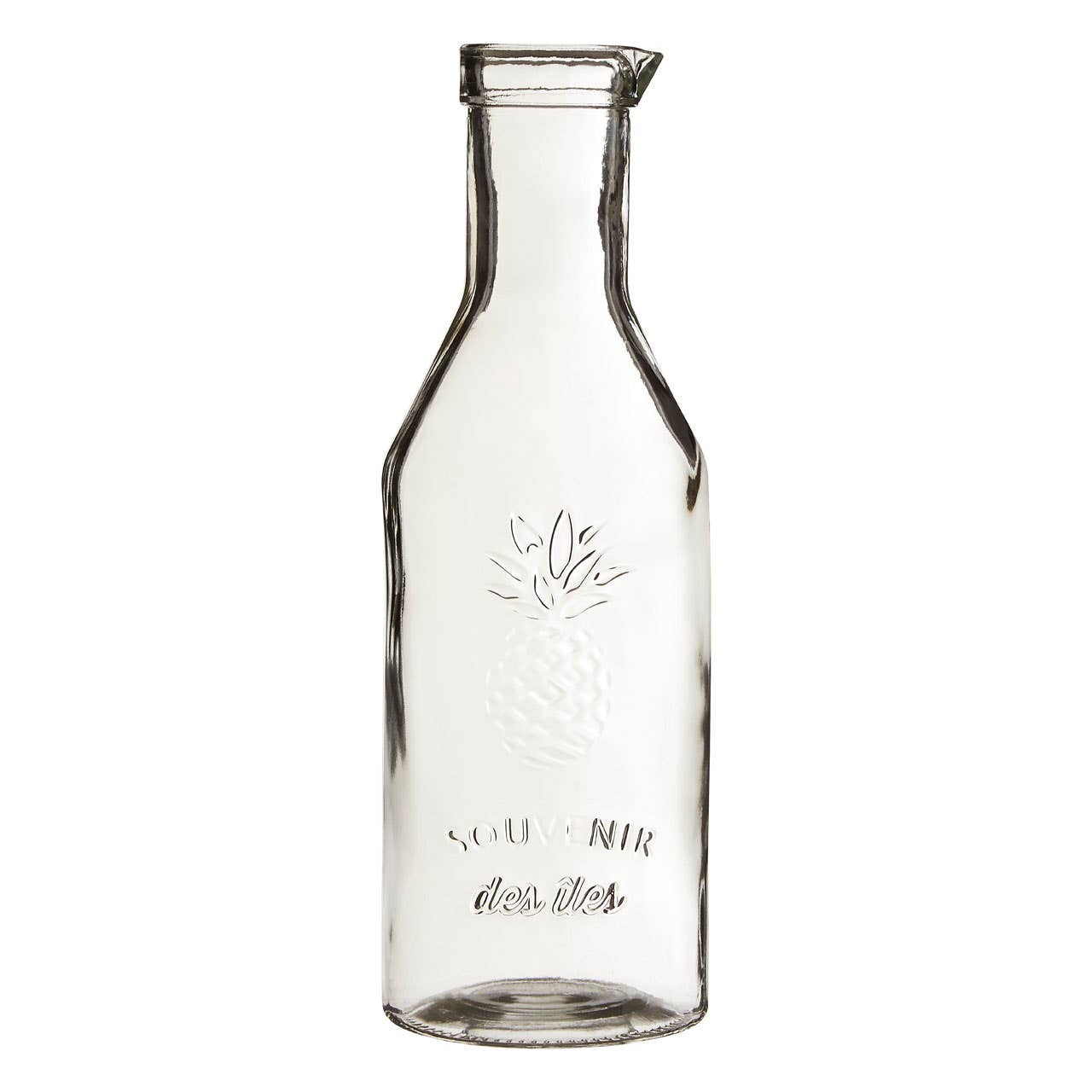 Clear Glass Embossed Pineapple Design Carafe