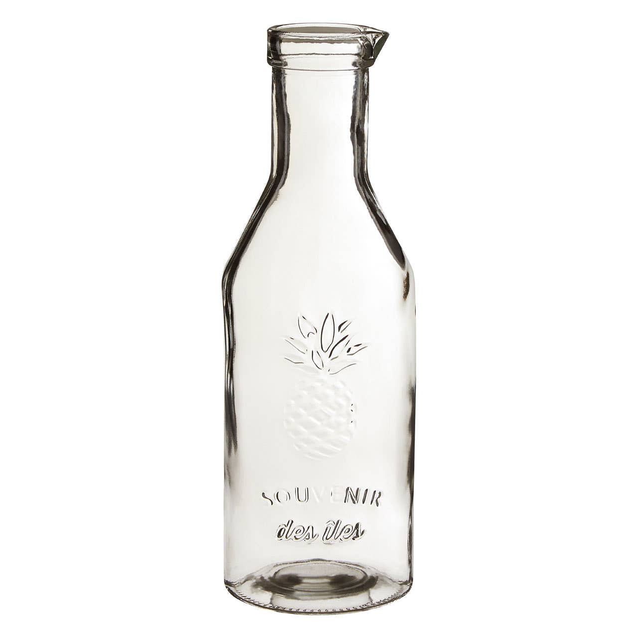 Clear Glass Embossed Pineapple Design Carafe