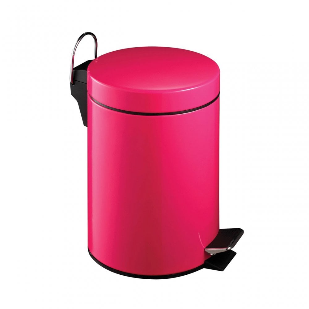 3 Litre Pedal Bin, Metal, Pink