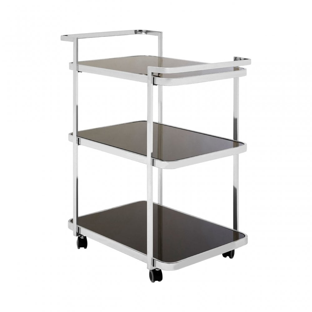 Camperian Chrome Drinks Trolley, Stainless Steel, Glass, Silver