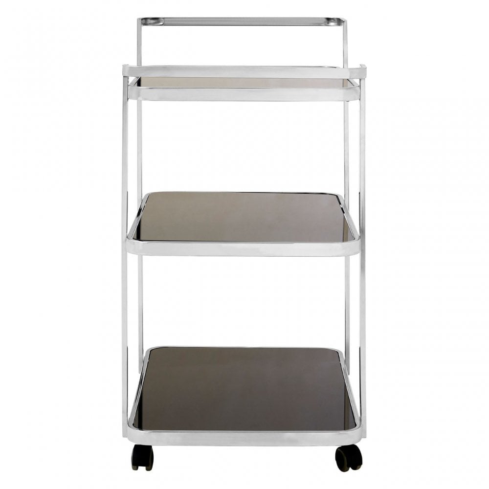 Camperian Chrome Drinks Trolley, Stainless Steel, Glass, Silver