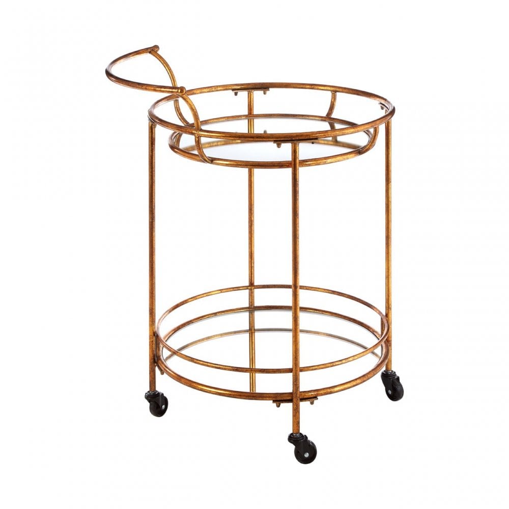 Hadley 2 Tier Serving Trolley, Mirrored Glass, Gold