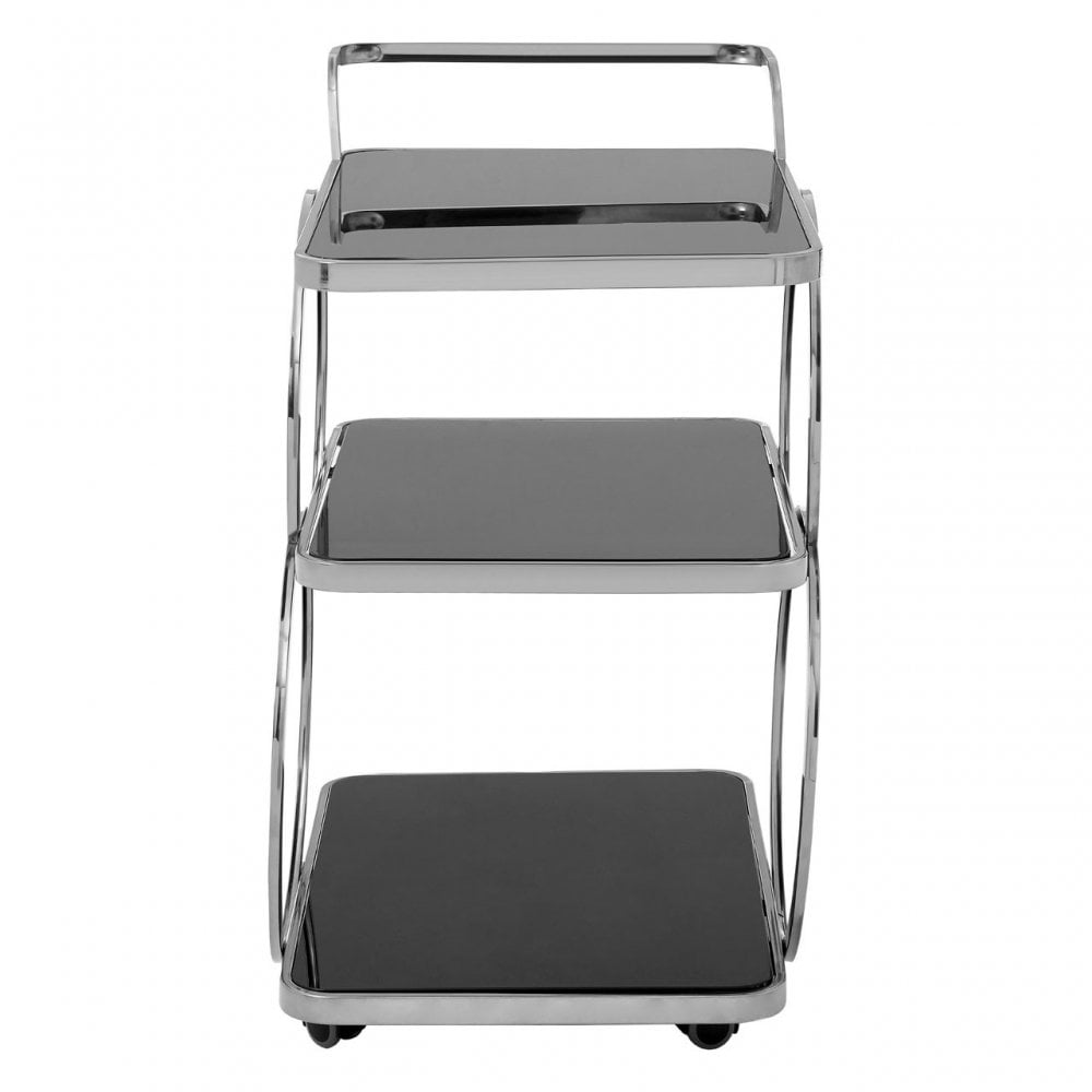 Camperian Chrome Finish Drinks Trolley, Stainless Steel, Glass, Silver