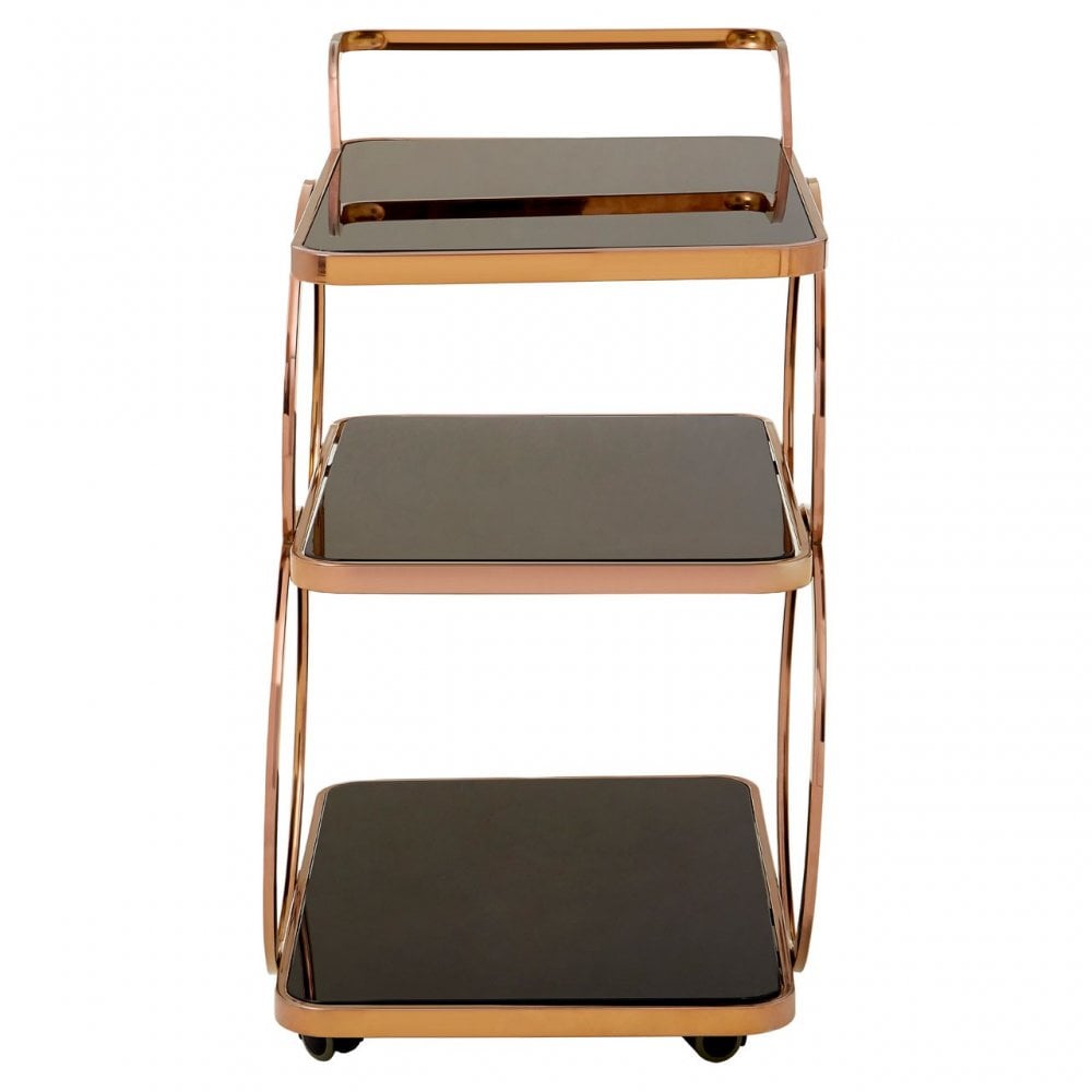 Camperian Rose Gold Drinks Trolley, Stainless Steel, Glass, Gold