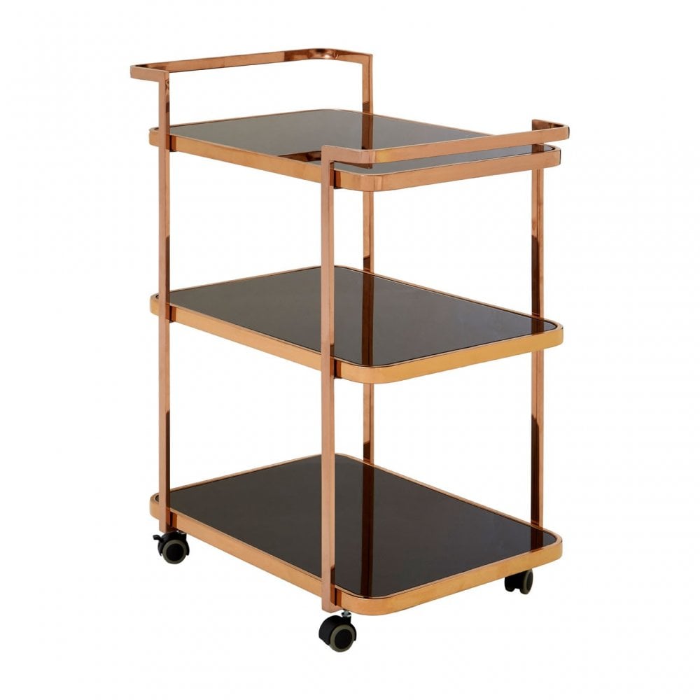 Camperian 3 Tier Drinks Trolley, Stainless Steel, Glass, Gold