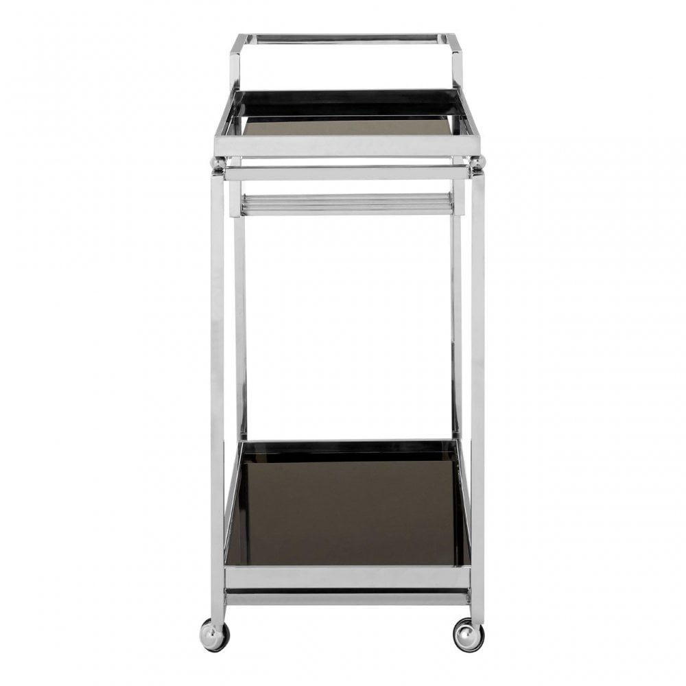 Donal 3 Tier Trolley with Silver Finish Frame, Steel, Tempered Glass, Silver