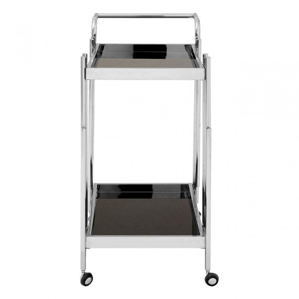 Donal 2 Tier Trolley with Silver Finish Frame, Steel, Tempered Glass, Silver
